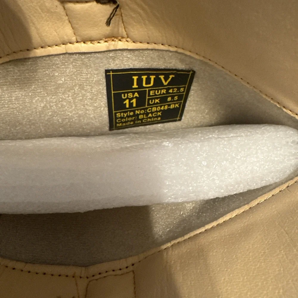 IUV CB048-BK Black‎ Western Cowboy Boots Men US 11 Embroidered Square Toe - Picture 6 of 11